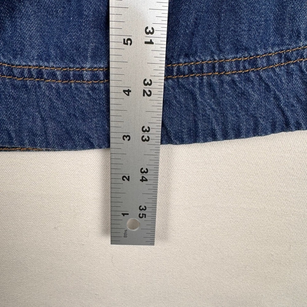 Sezane Clarine Denim Skirt Women FR 42/US 10 Button Front Midi Organic Cotton - Picture 7 of 8